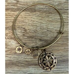 Alex‎ And Ani Bracelet Gold Tone Compass Direction 2014 Made USA Bangle Energy